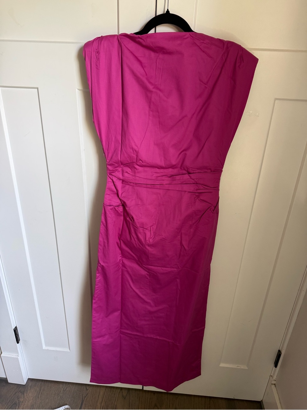 NWT Acler Bepton Midi Dress in fuchsia pink with boat neck and draped detailing. - Picture 10 of 12